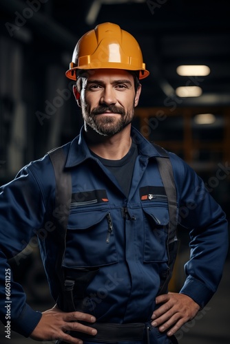Industry maintenance engineer man wearing uniform and safety hard hat on factory station. Industry, Engineer, construction concept.