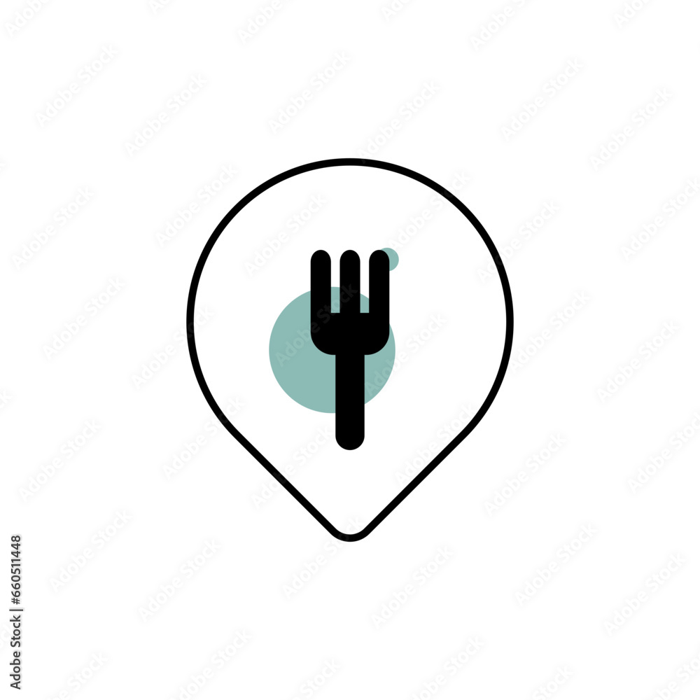 restaurant map pointer with fork icon
restaurant map pointer with fork icon
