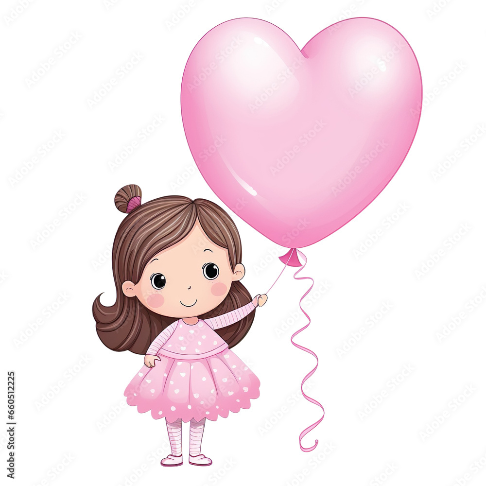 Watercolor Cute Girl with Pink Heart Balloon Creative Artwork Joyful Child Pink Balloon Pastel Clipart Watercolor Cute Girl with Pink Heart Balloon Creative Artwork Joyful Child Pink Balloon Pastel Clipart