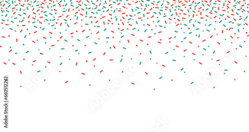 Colorful sprinkles banner background, colorful falling decorative sprinkles background. Christmas cards.