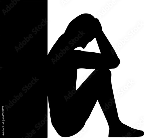 depression upset gesture silhouette illustration