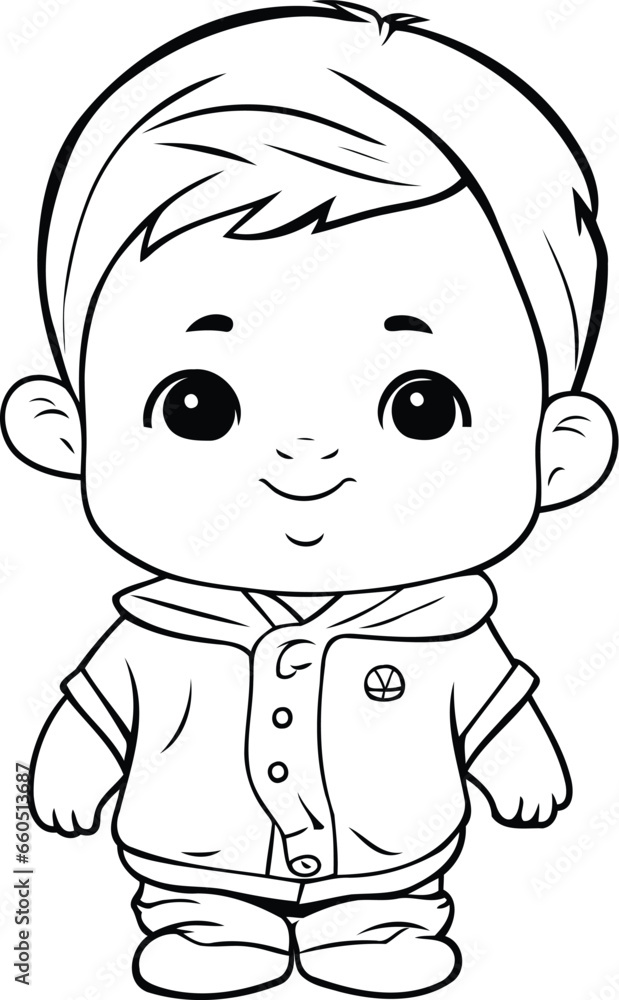 Cute little boy cartoon vector illustration. Hand drawn vector illustration.