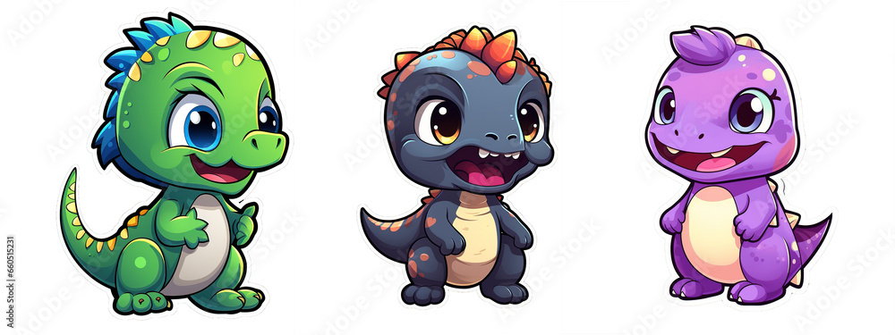 Naklejka premium Cute baby dinosaur illustration on a transparent background