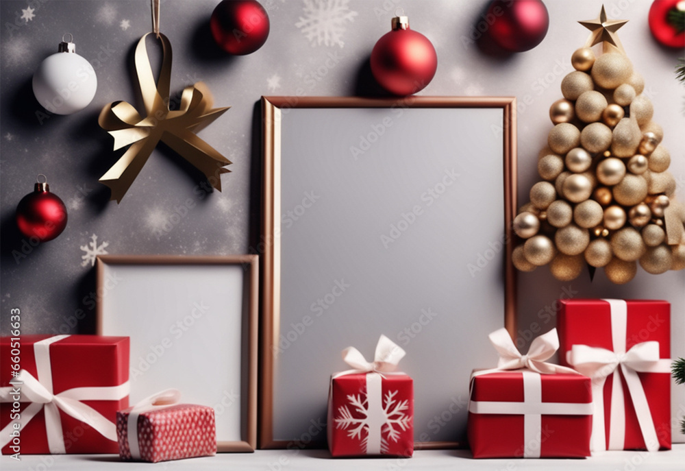 A large mockup with a Christmas concept. High quality photo.
