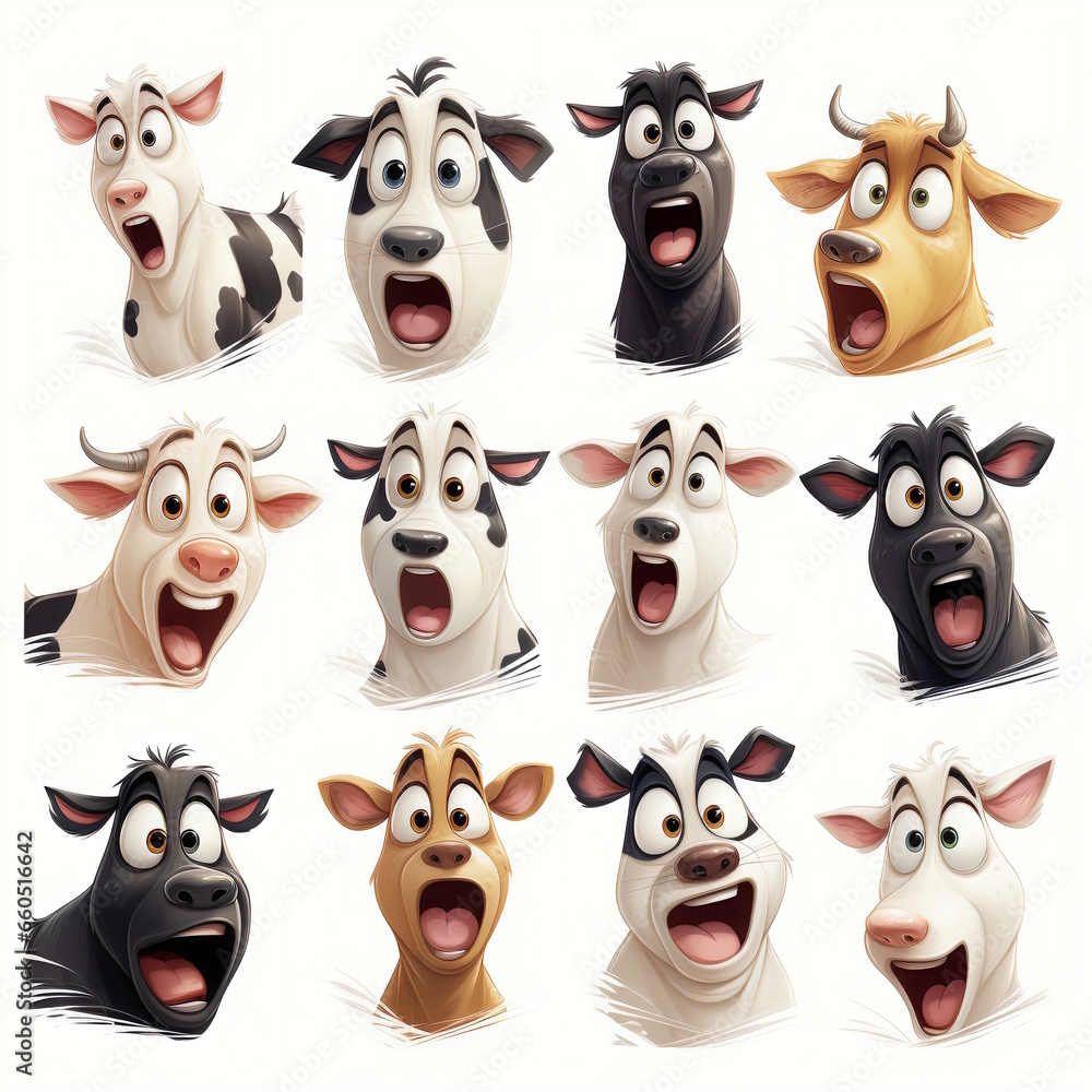 Happy Cattle Cartoon - Professional Design Happy Cattle Cartoon - Professional Design