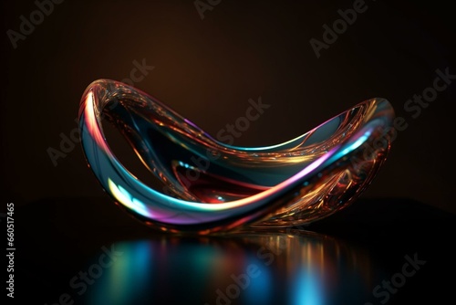 shimmering curved shape with changing colors. Generative AI