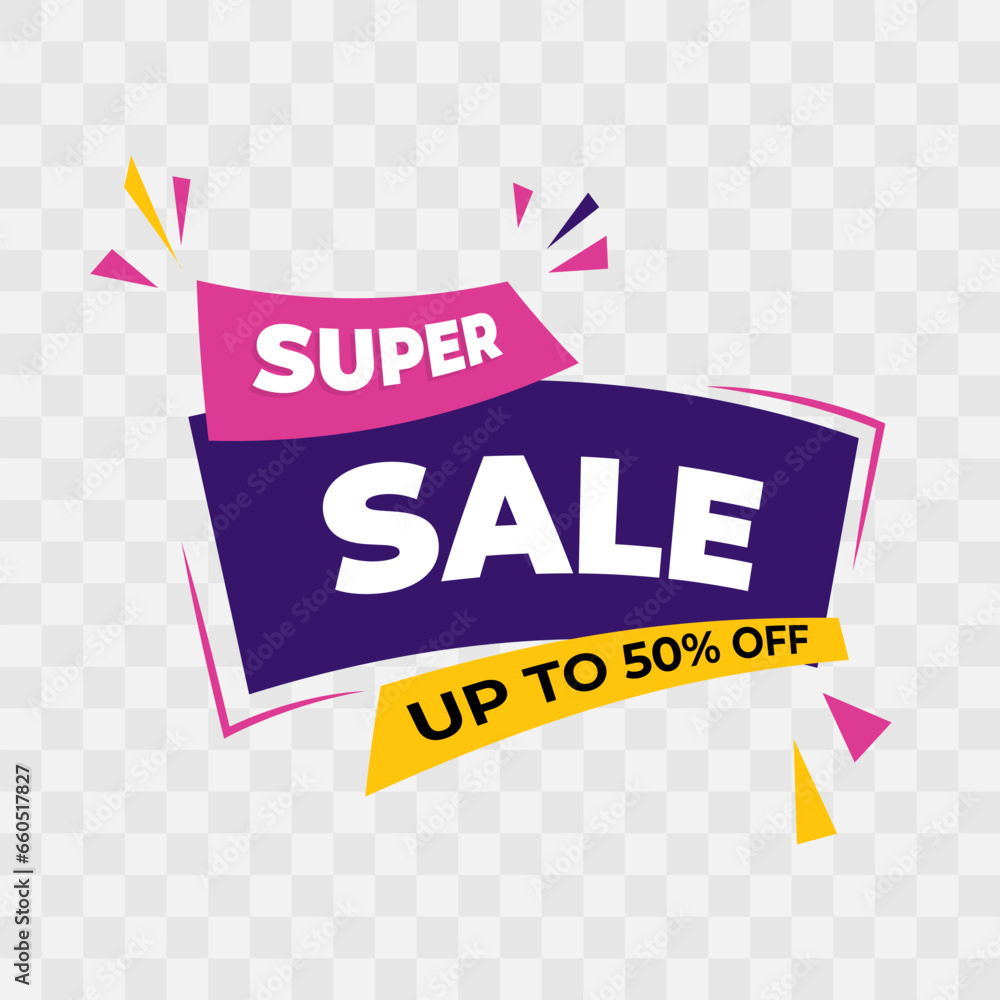 isolated super sale banner design with yellow color - obrazy, fototapety, plakaty 