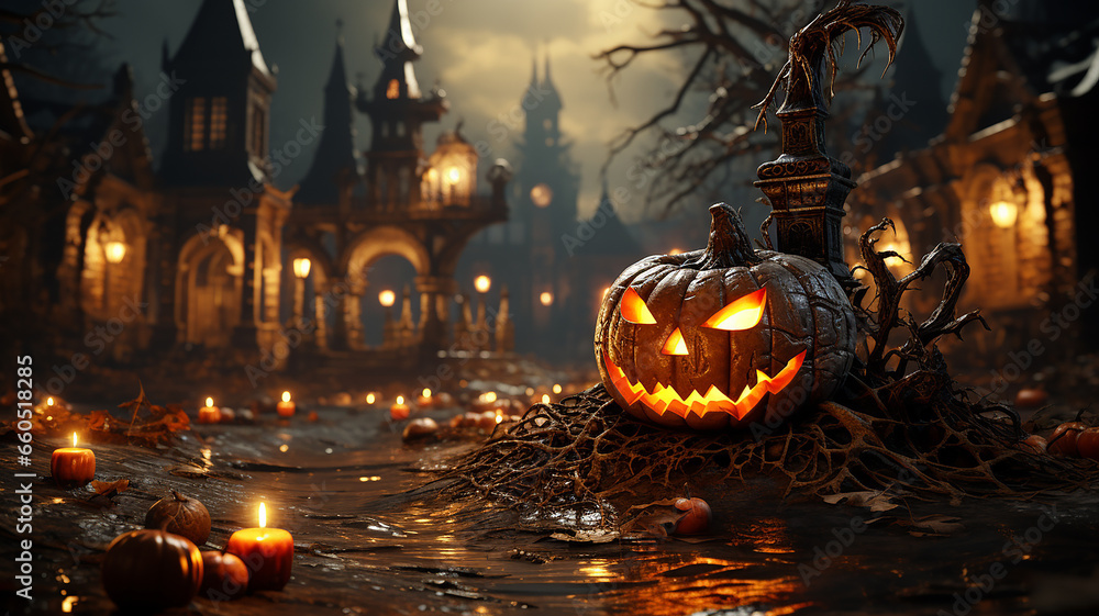 spooky halloween decoration, Generative AI. spooky halloween decoration, Generative AI.