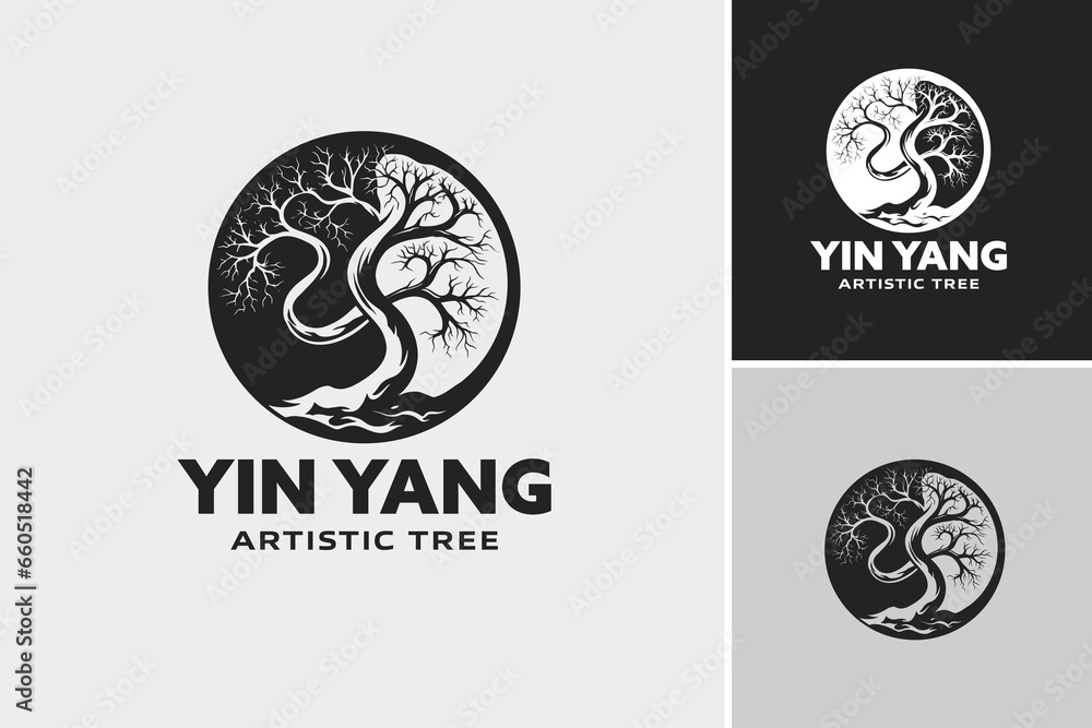 Yin yang artistic tree logo design is a visually appealing logo ...