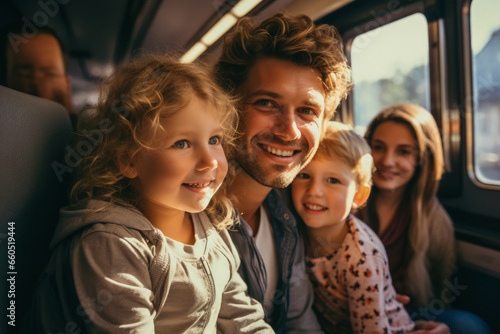 Families with kids enjoying train travel 
