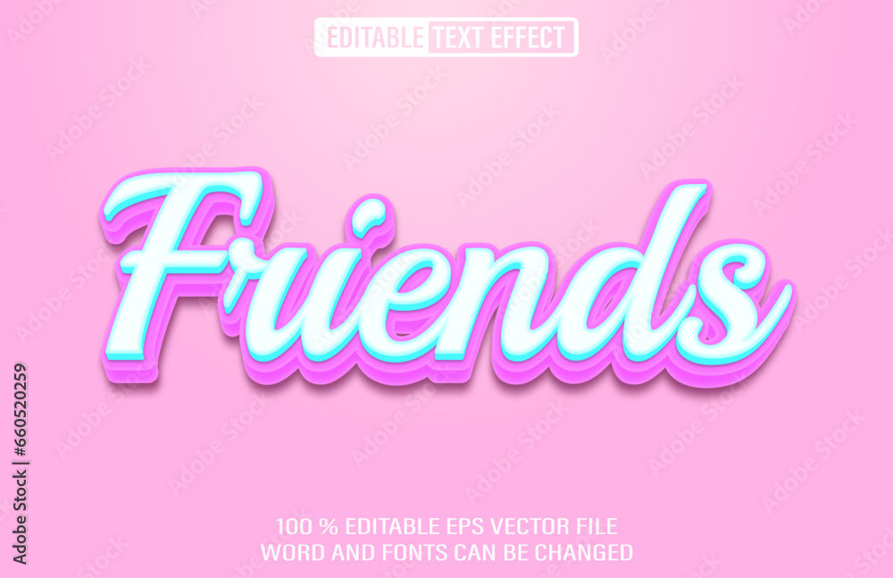 Editable friends text effect 3d style template