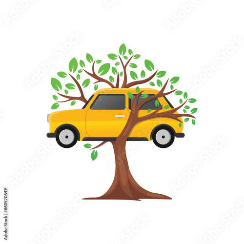 Vector car and tree icon