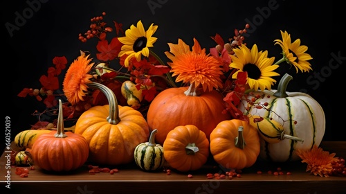 autumn harvest vegetables decorative arrangement