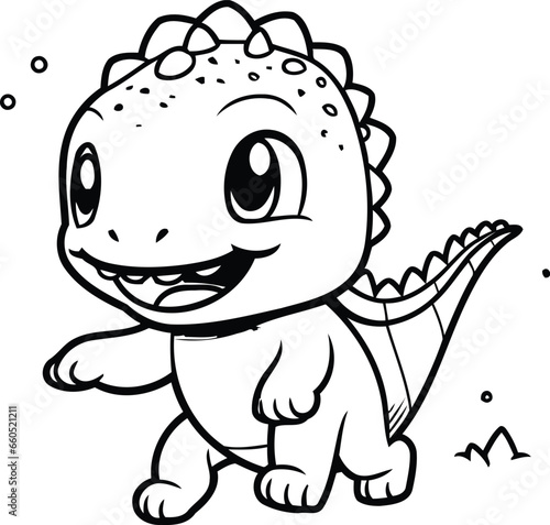 Cute dinosaur cartoon. Vector illustration for coloring book or page. © Waqar