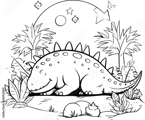 Dinosaur cartoon design. Jurassic childhood play fun kid game and object theme Vector illustration