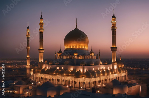 Mosque at night - Created with Generative AI Technology © Faris