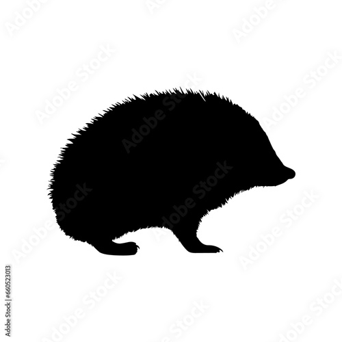 Black hedgehog vector, mouse silhouette isolated on white background	
