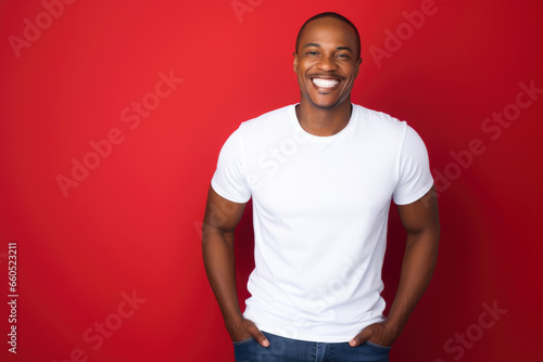 African American Man in Crisp White T-Shirt