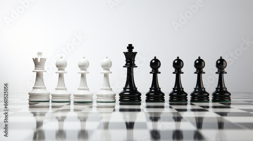 Chess pieces on chessboard, Concept for Leadership, teamwork, partnership, business strategy, decision and competition.