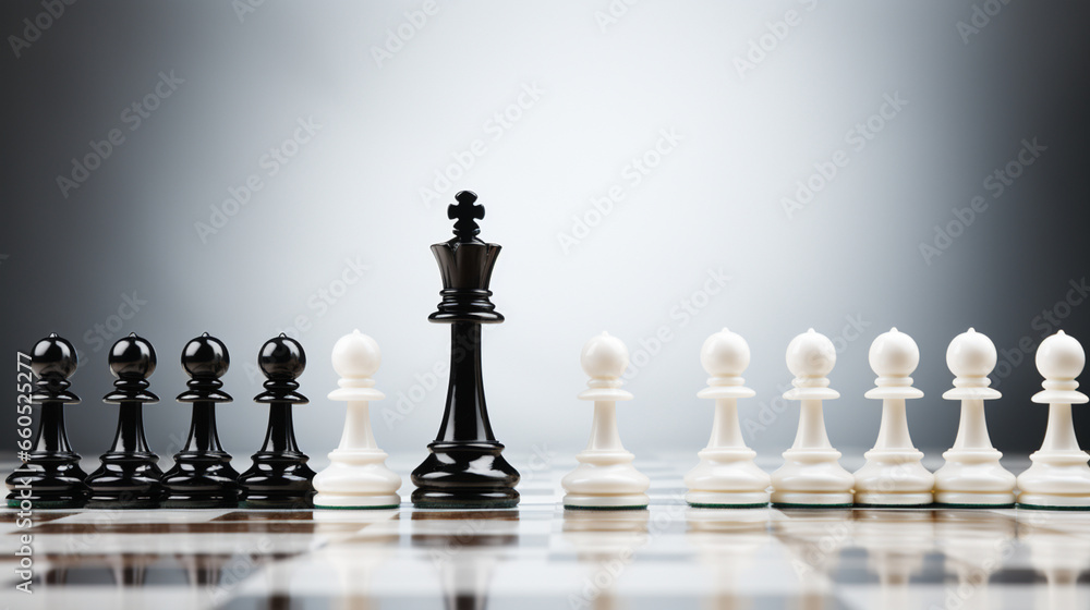 Chess pieces on chessboard, Concept for Leadership, teamwork, partnership, business strategy, decision and competition.