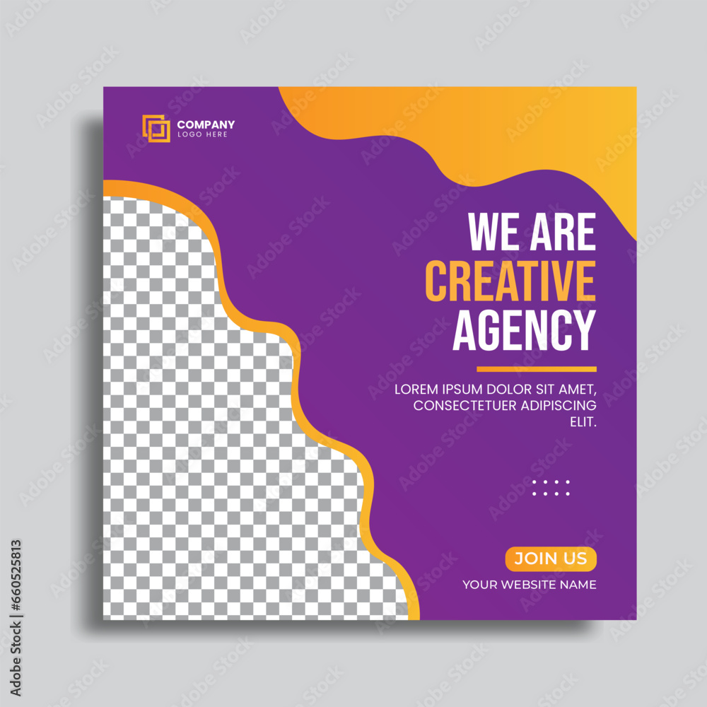 Vector digital marketing agency social media post design. editable square banner for creative agency. Vector digital marketing agency social media post design. editable square banner for creative agency.