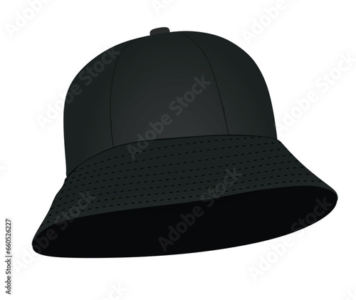 Black fisherman hat. vector illustration