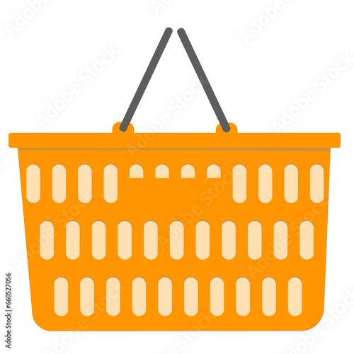 オレンジの買い物かごのイラスト