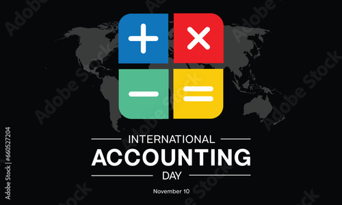 International Accounting Day design with Add, Subtract, Multiply and Equal sign.  Vector illustration