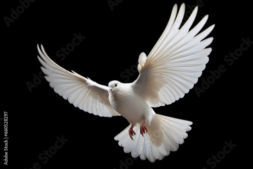 white dove isolated on black background