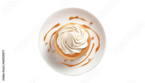 mini cake on plate isolated on transparent background cutout