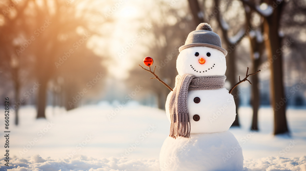 Snowman in the park.