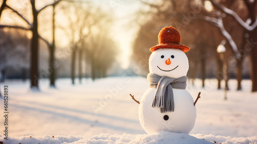 Snowman in the park. © Framefolio