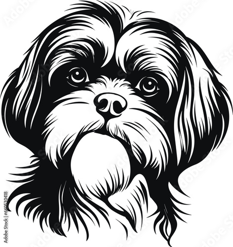 silhouette character shih tzu dog,cute logo.
