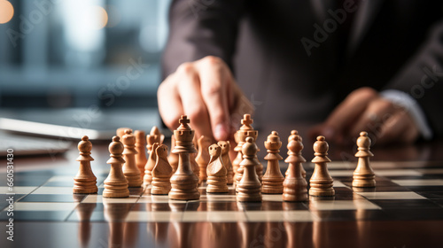 Businessman control chess game concept for ideas business strategy management, development new strategy plan, leader and teamwork, planning for competition