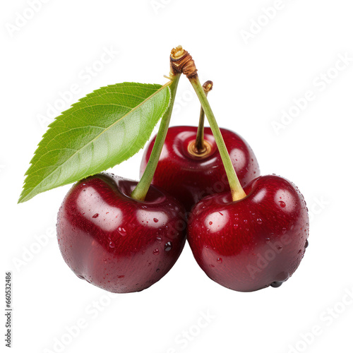 Cherries isolated on white transparent background  PNG