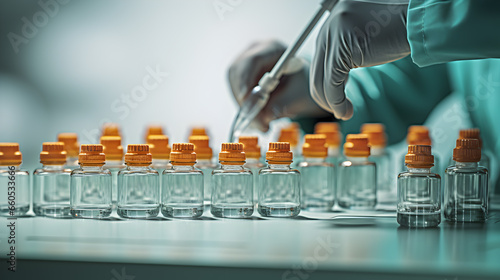 Scientist hands close-up, scientific research, Test tube row, medical pharmaceutical research, medical chemical laboratory, chemistry genetic genes, virus in test tubes, laboratory settings,