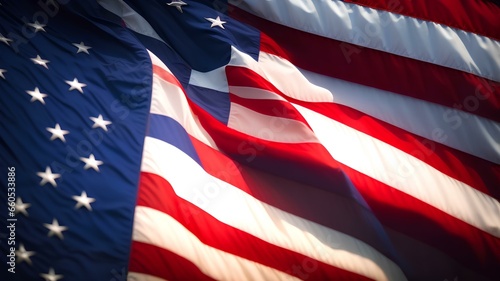 American Flag Waving in the Wind, Generative Ai ,USA flag. American flag. American flag blowing in the wind