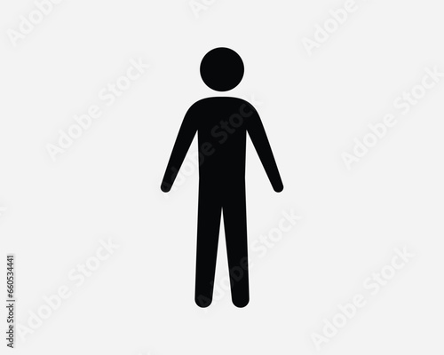 Man Icon Male Gender Toilet Bathroom Restroom Boy Stick Figure Silhouette Stand Member Avatar Black White Shape Line Outline Sign Symbol EPS Vector