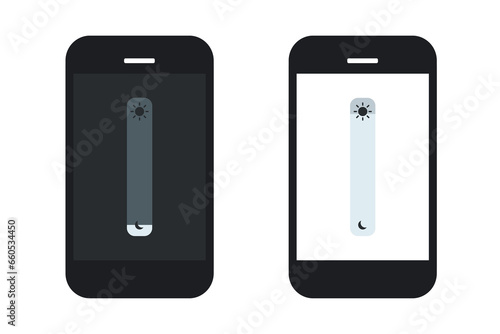 Screen brightness mobile phone. Illustration vector