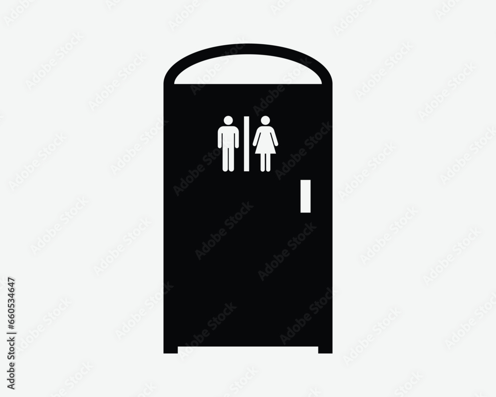 Portable Toilet Icon Public Restroom Bathroom WC Room Sanitary Hygiene Lavatory Male Female Black White Shape Line Outline Sign Symbol EPS Vector Portable Toilet Icon Public Restroom Bathroom WC Room Sanitary Hygiene Lavatory Male Female Black White Shape Line Outline Sign Symbol EPS Vector