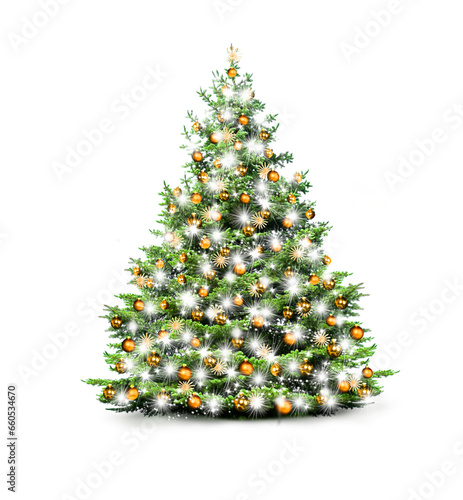 Festlich geschmückter Wehnachtsbaum mit Lichterkette