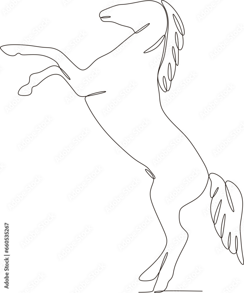 Horse animal continuous line drawing vector illustration