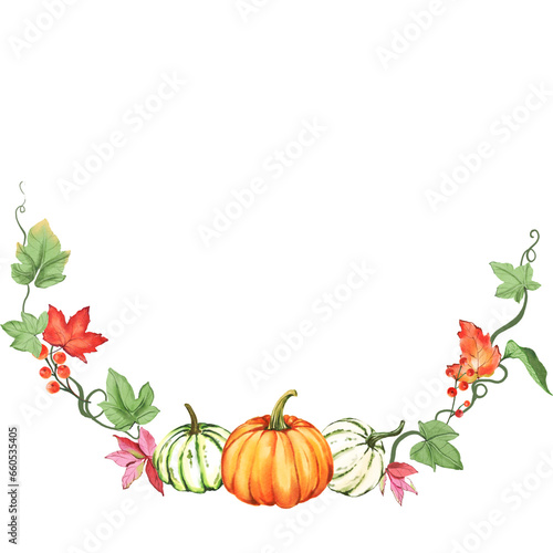 autumn frame with pumpkins