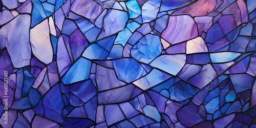 Photo blue and purple glass, in the style of artistic fragments, colorful patchwork, n