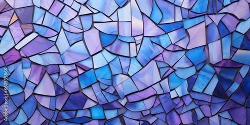 blue and purple glass, in the style of artistic fragments, colorful patchwork, naturalistic light, eroded surfaces