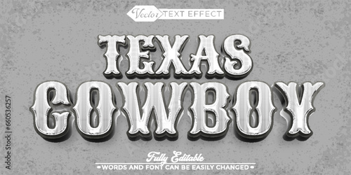 Vintage Texas Cowboy Vector Editable Text Effect Template
