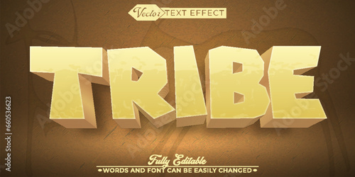 Cartoon Brown Tribe Vector Editable Text Effect Template