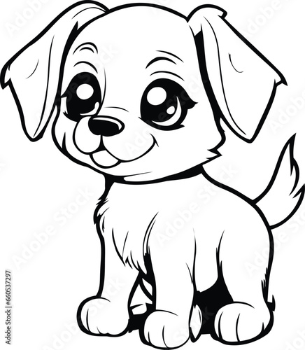 Cute cartoon puppy on a white background. Vector illustration for your design