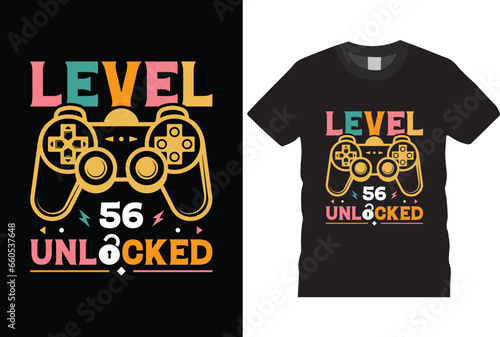 level 56 unlocked birthday gaming T-shirt Design for gamer t-shirt design,