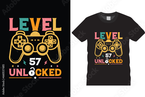 level 57 unlocked birthday gaming T-shirt Design for gamer t-shirt design,